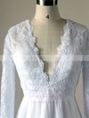 Tulle Chiffon V-neck Sweep Train A-line with Appliques Lace Wedding Dresses #PWD00023063