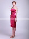 Sheath/Column Knee-length Satin Ruched Strapless Bridesmaid Dresses #PWD01012017