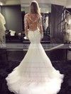 Tulle Scoop Neck Sweep Train Trumpet/Mermaid with Appliques Lace Wedding Dresses #PWD00023070