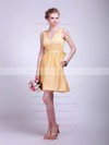 A-line Short/Mini Taffeta Ruffles V-neck Bridesmaid Dresses #PWD01012020