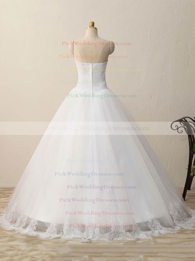 Tulle Lace Sweetheart Floor-length Ball Gown with Appliques Lace Wedding Dresses #PWD00023083