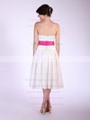 A-line Tea-length Satin Sashes/Ribbons Strapless Bridesmaid Dresses #PWD01012029