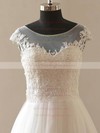 Tulle Scoop Neck Sweep Train Princess with Appliques Lace Wedding Dresses #PWD00023088