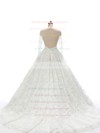 Tulle Scoop Neck Court Train Ball Gown with Beading Wedding Dresses #PWD00023089
