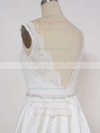 Lace Satin V-neck Sweep Train Princess with Beading Wedding Dresses #PWD00023002