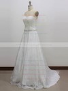 Lace Sweetheart Sweep Train Princess with Sashes / Ribbons Wedding Dresses #PWD00023003