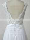 Chiffon Tulle Scoop Neck Floor-length A-line with Appliques Lace Wedding Dresses #PWD00023007