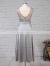 Lace Satin Chiffon Scoop Neck Asymmetrical A-line Sashes / Ribbons Bridesmaid Dresses #PWD01013476