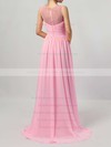 Lace Chiffon Scoop Neck Floor-length A-line Ruffles Bridesmaid Dresses #PWD01013478