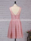 Lace Chiffon V-neck Knee-length A-line Sashes / Ribbons Bridesmaid Dresses #PWD01013497