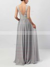 Lace Chiffon V-neck Floor-length A-line Sashes / Ribbons Bridesmaid Dresses #PWD01013498