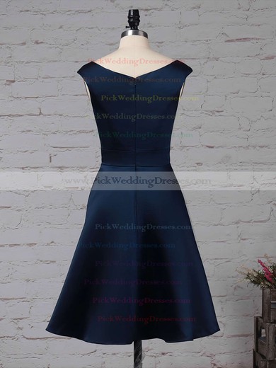 Satin Chiffon Scoop Neck Knee-length A-line Cascading Ruffles Bridesmaid Dresses #PWD01013504