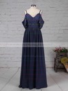 Lace Chiffon V-neck Floor-length A-line Ruffles Bridesmaid Dresses #PWD01013514