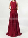 A-line Scoop Neck Lace Chiffon Floor-length Bridesmaid Dresses #PWD01013541