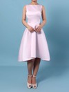 Satin Chiffon Scoop Neck Asymmetrical A-line Bridesmaid Dresses #PWD01013542