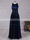 Satin Scoop Neck Floor-length A-line Sashes / Ribbons Bridesmaid Dresses #PWD01013544