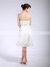 A-line Tea-length Satin Flower(s) Strapless Bridesmaid Dresses #PWD01012048