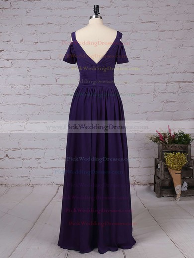 Chiffon V-neck Floor-length Empire Ruffles Bridesmaid Dresses #PWD01013547