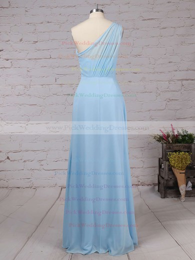 Chiffon One Shoulder Floor-length A-line Ruffles Bridesmaid Dresses #PWD01013561