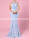 Chiffon Tulle Scoop Neck Sweep Train Trumpet/Mermaid Sashes / Ribbons Bridesmaid Dresses #PWD01013568