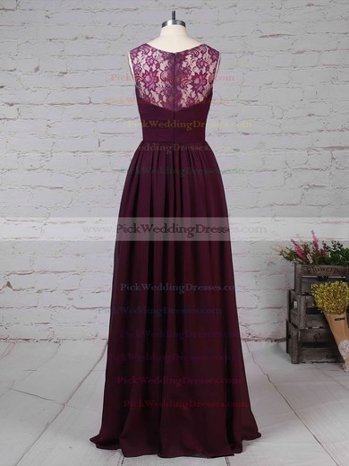 Lace Chiffon V-neck Floor-length A-line Ruffles Bridesmaid Dresses #PWD01013571