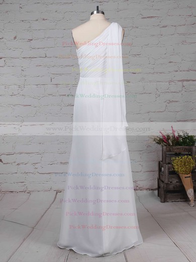 Chiffon One Shoulder Floor-length Sheath/Column Ruffles Bridesmaid Dresses #PWD01013575