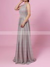 A-line Scoop Neck Lace Chiffon Floor-length Sashes / Ribbons Bridesmaid Dresses #PWD01013584