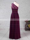 Lace Chiffon One Shoulder Floor-length A-line Ruffles Bridesmaid Dresses #PWD01013594
