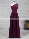 Lace Chiffon One Shoulder Floor-length A-line Ruffles Bridesmaid Dresses #PWD01013594