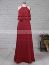 Chiffon Scoop Neck Floor-length A-line Cascading Ruffles Bridesmaid Dresses #PWD01013595