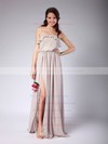 A-line Floor-length Chiffon Pleats Strapless Bridesmaid Dresses #PWD02013608