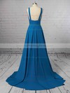 Silk-like Satin V-neck Sweep Train A-line Split Front Bridesmaid Dresses #PWD01013598