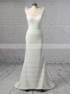 Tulle Stretch Crepe V-neck Sweep Train Trumpet/Mermaid Sashes / Ribbons Bridesmaid Dresses #PWD01013603