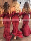 Silk-like Satin V-neck Asymmetrical Trumpet/Mermaid Ruffles Bridesmaid Dresses #PWD01013609