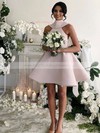 Satin High Neck Short/Mini Princess Bow Bridesmaid Dresses #PWD01013631