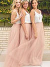 Tulle V-neck Floor-length A-line Bridesmaid Dresses #PWD01013649