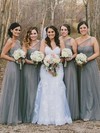 Tulle One Shoulder Floor-length A-line Bridesmaid Dresses #PWD01013660