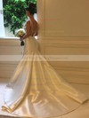 Satin Scoop Neck Sweep Train Trumpet/Mermaid Wedding Dresses #PWD00023326