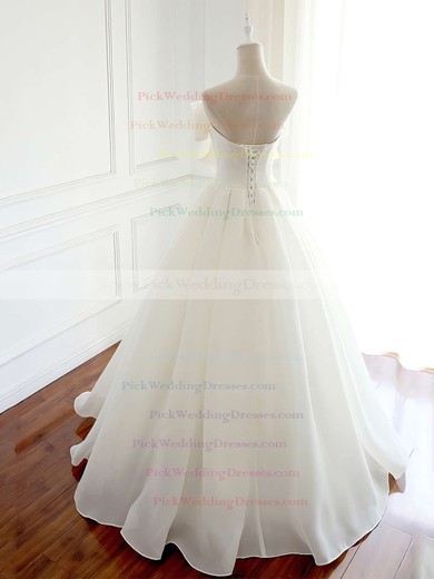 Organza Strapless Floor-length Ball Gown Bow Wedding Dresses #PWD00023337