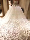 Tulle Sweetheart Chapel Train Ball Gown Flower(s) Wedding Dresses #PWD00023339