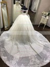 Organza Off-the-shoulder Chapel Train Ball Gown Appliques Lace Wedding Dresses #PWD00023343