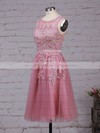 New Style Scoop Neck Tulle Appliques Lace Knee-length Bridesmaid Dresses #PWD010020102050