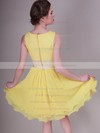 Sheath/Column Short/Mini Organza Ruffles Bateau Bridesmaid Dresses #PWD02013633