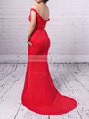 Sheath/Column Off-the-shoulder Red Silk-like Satin Ruffles Modern Bridesmaid Dresses #PWD010020102332