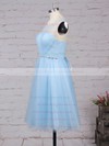 Pretty A-line Scoop Neck Tulle Short/Mini Beading Light Sky Blue Bridesmaid Dresses #PWD010020102518