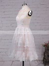 A-line High Neck Best Lace Short/Mini Flower(s) Open Back Bridesmaid Dresses #PWD010020102525