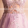 A-line Scoop Neck Tulle Asymmetrical Appliques Lace Cap Straps High Low Glamorous Bridesmaid Dresses #PWD010020103141