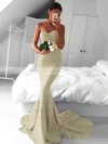 Top Trumpet/Mermaid Sweetheart Silk-like Satin Sweep Train Ruffles Red Backless Bridesmaid Dresses #PWD010020103568