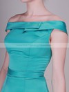 A-line Knee-length Satin Draped Off-the-shoulder Bridesmaid Dresses #PWD02013637