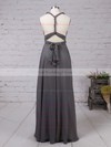 A-line V-neck Chiffon with Ruffles Floor-length Backless Informal Bridesmaid Dresses #PWD010020103579